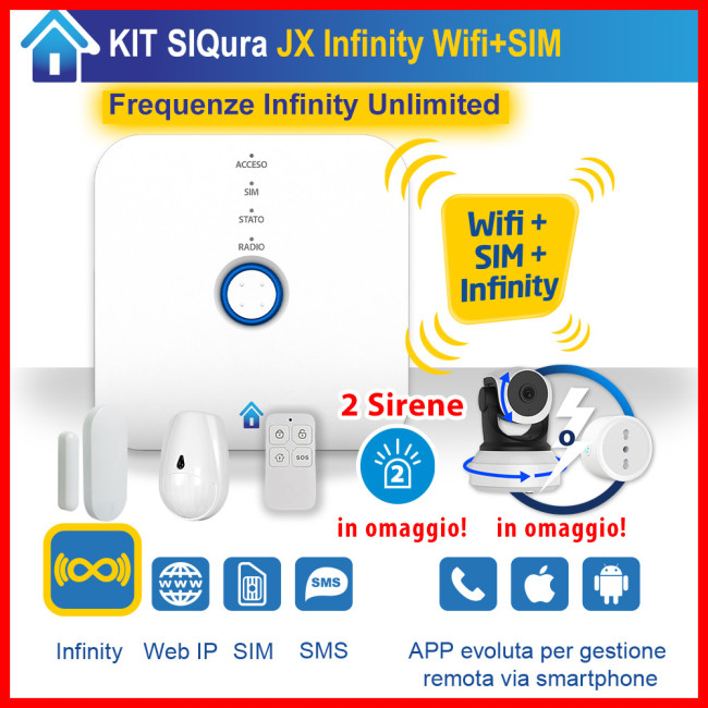 Kit Allarme wireless professionale per casa connessione internet
