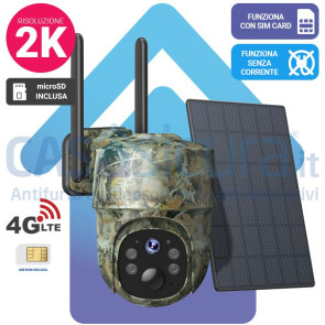 TRAP-MOVE4G: Sorveglianza 2K Ultra HD con visione panoramica a 360° - Rilevamento intelligente e alimentazione batteria + solare - Visione da remoto - No-Glow infrarossi invisibili + GPS (opz.)